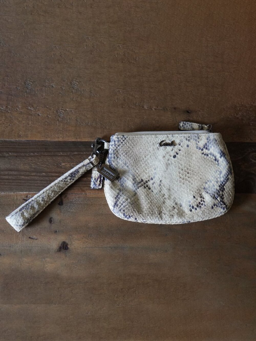 Coach Python Print Leather Wristlet Pouch